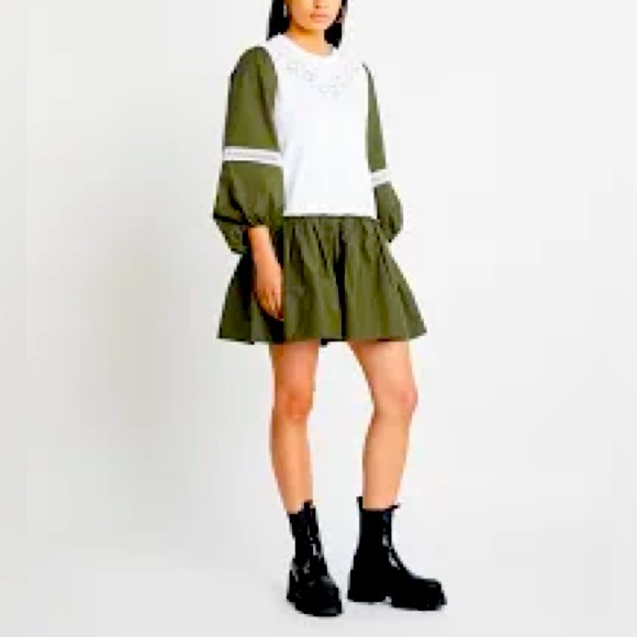 Light blue striped blazer dress & belt sz S